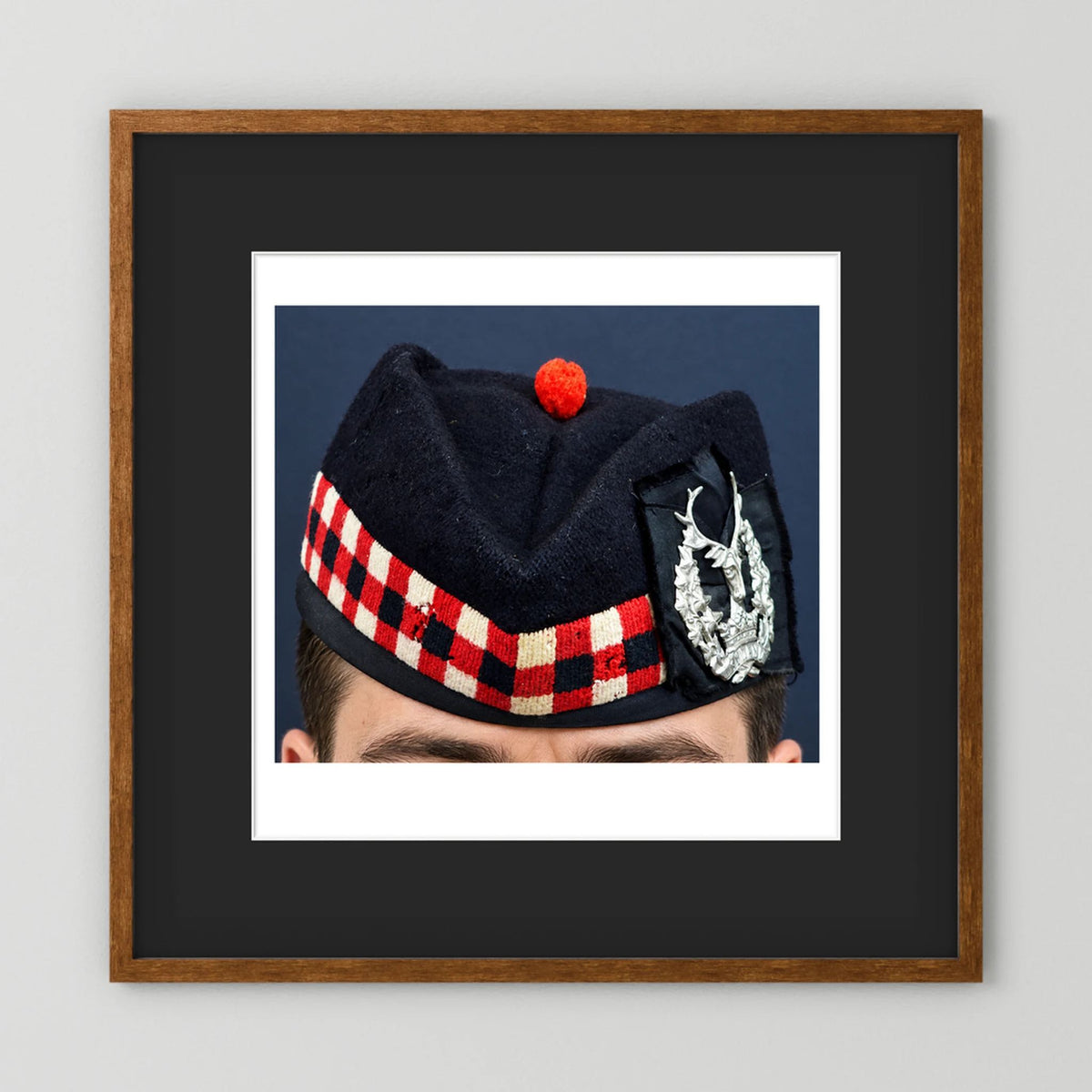 Garrison Cap. Gordon Highlanders Glengarry Side-Cap, WW2 — photograph presentation mockup