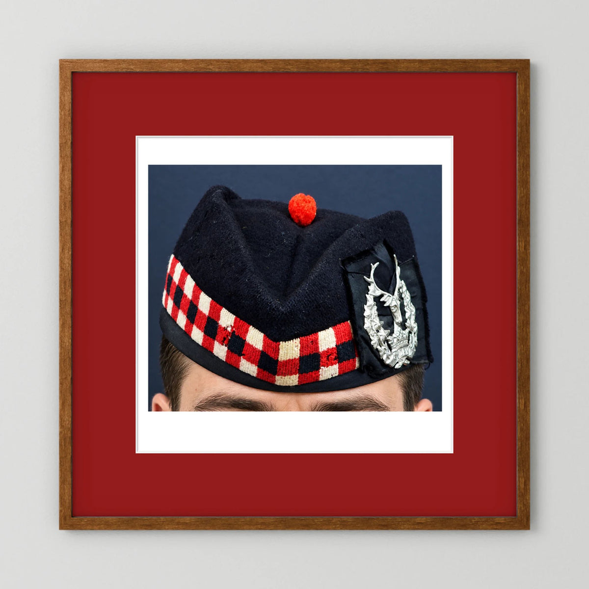 Garrison Cap. Gordon Highlanders Glengarry Side-Cap, WW2 — photograph presentation mockup