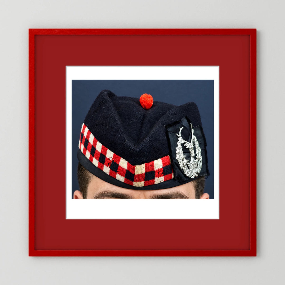 Garrison Cap. Gordon Highlanders Glengarry Side-Cap, WW2 — photograph presentation mockup