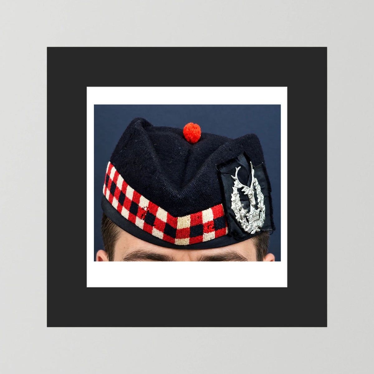Garrison Cap. Gordon Highlanders Glengarry Side-Cap, WW2 — photograph presentation mockup