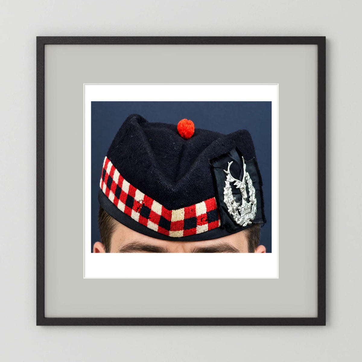Garrison Cap. Gordon Highlanders Glengarry Side-Cap, WW2 — photograph presentation mockup