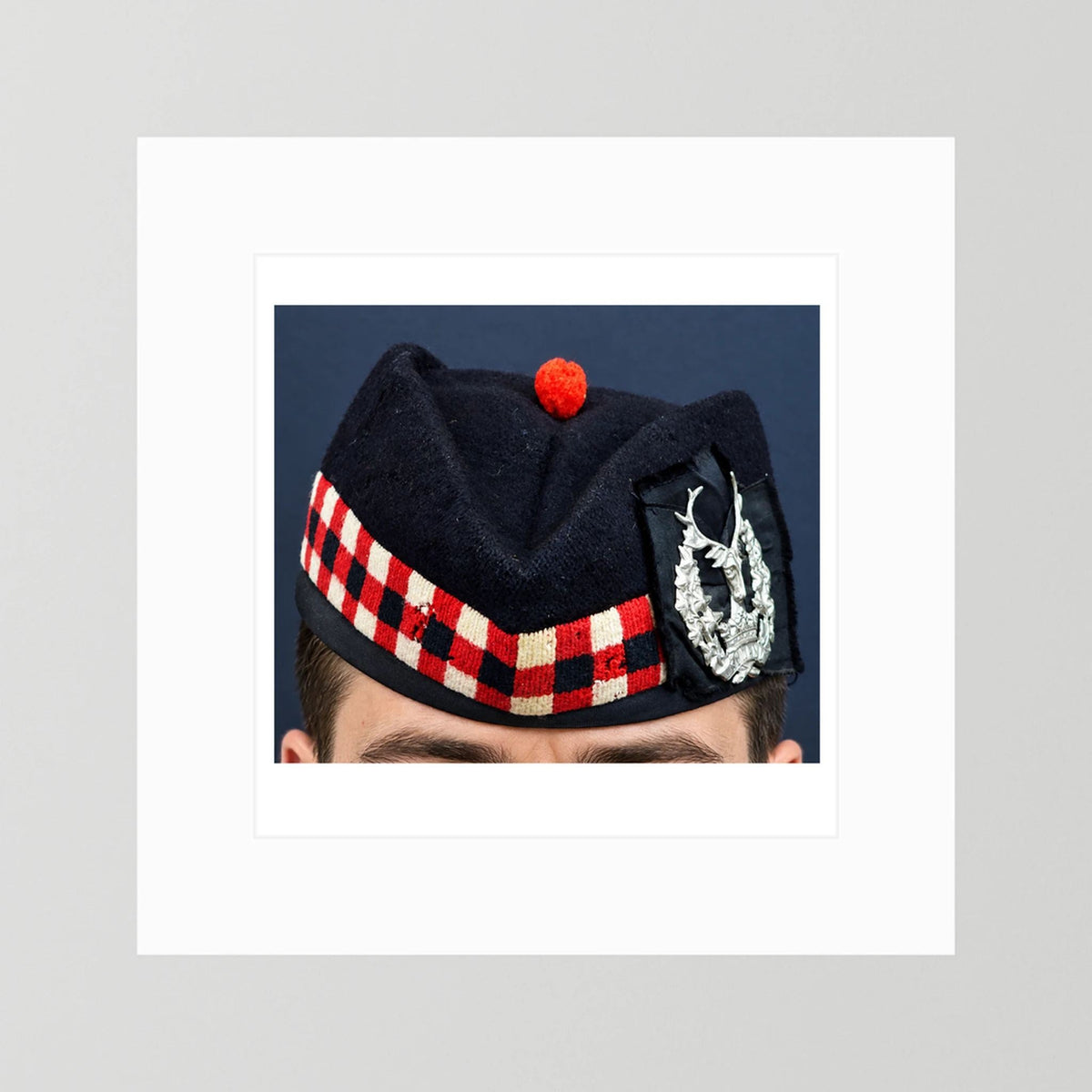 Garrison Cap. Gordon Highlanders Glengarry Side-Cap, WW2 — photograph presentation mockup