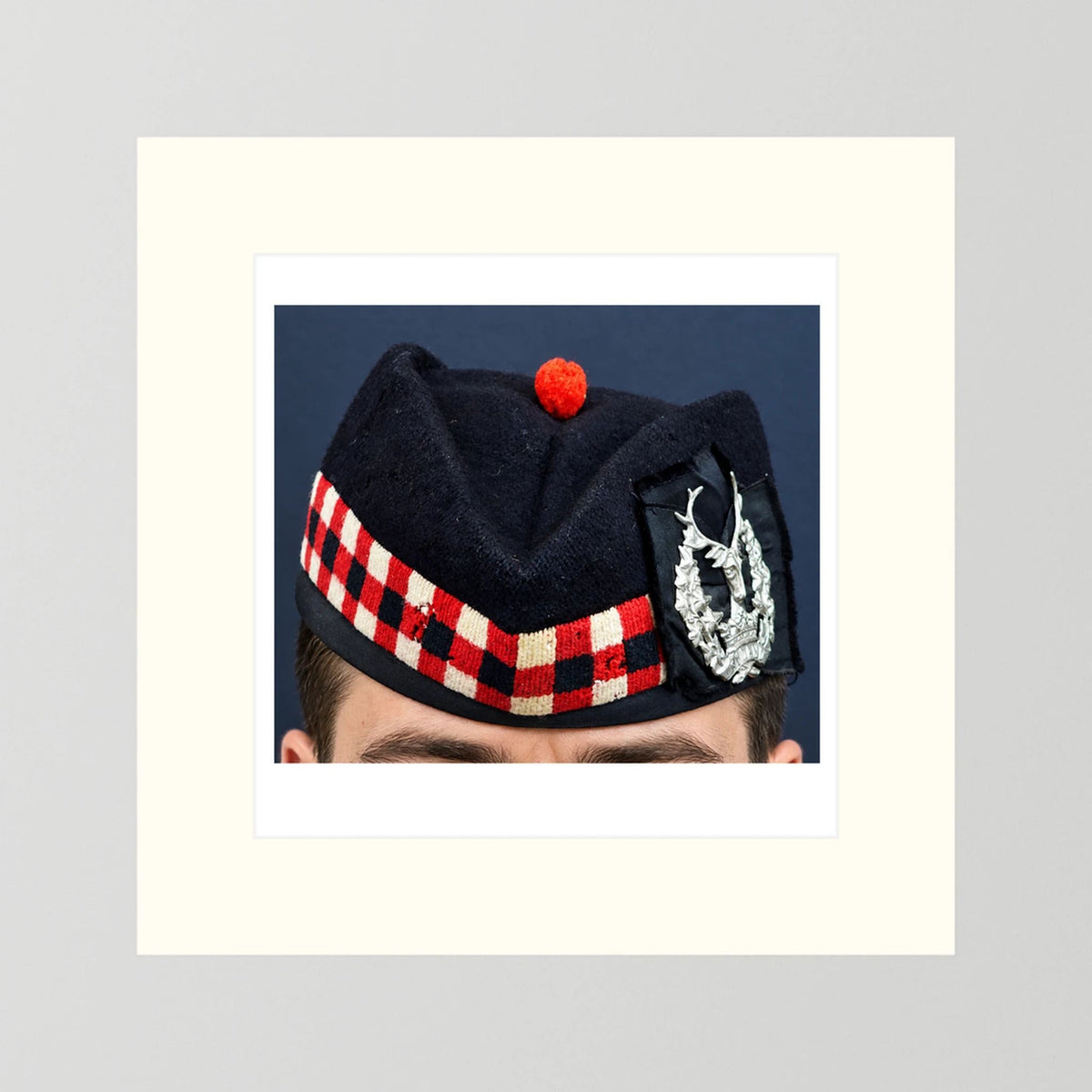 Garrison Cap. Gordon Highlanders Glengarry Side-Cap, WW2 — photograph presentation mockup