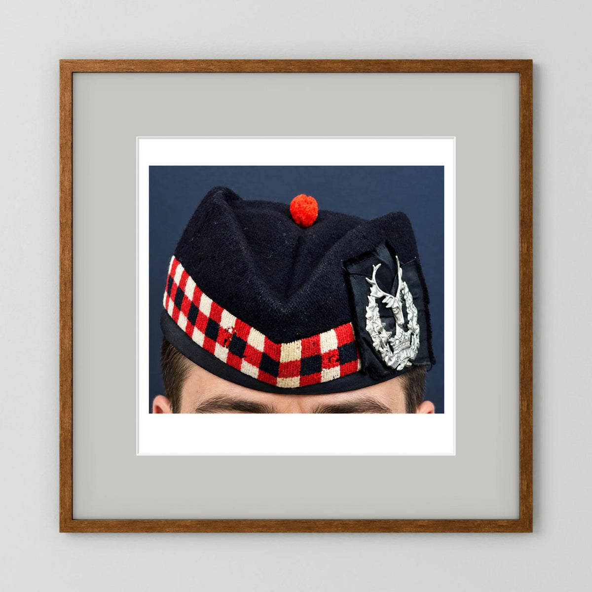 Garrison Cap. Gordon Highlanders Glengarry Side-Cap, WW2 — photograph presentation mockup