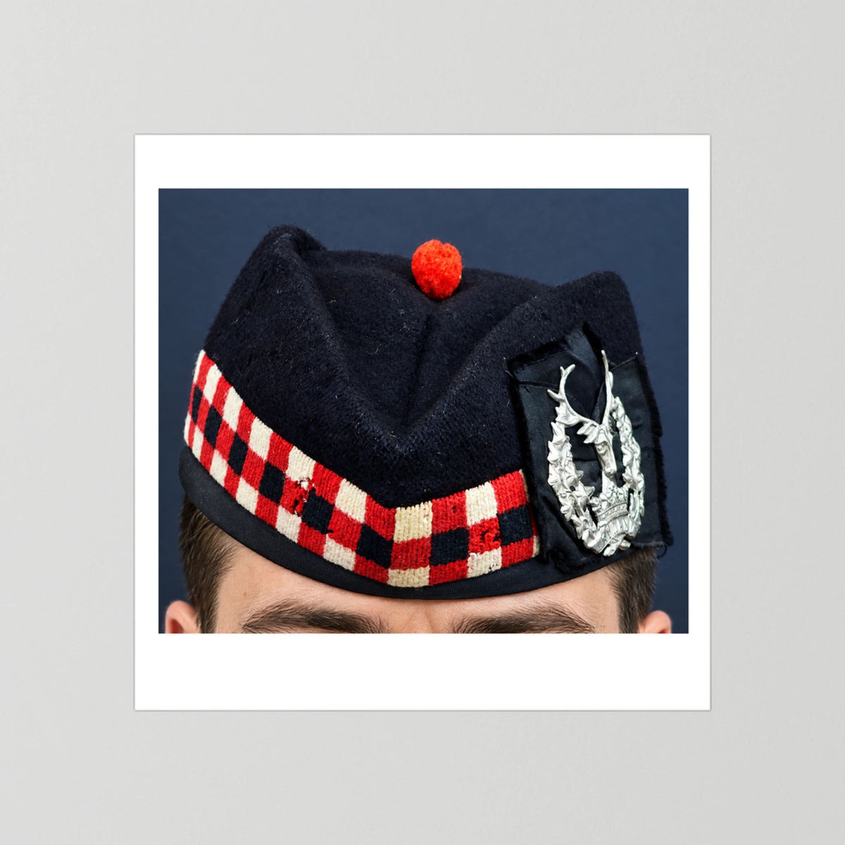 Garrison Cap. Gordon Highlanders Glengarry Side-Cap, WW2 — photograph presentation mockup