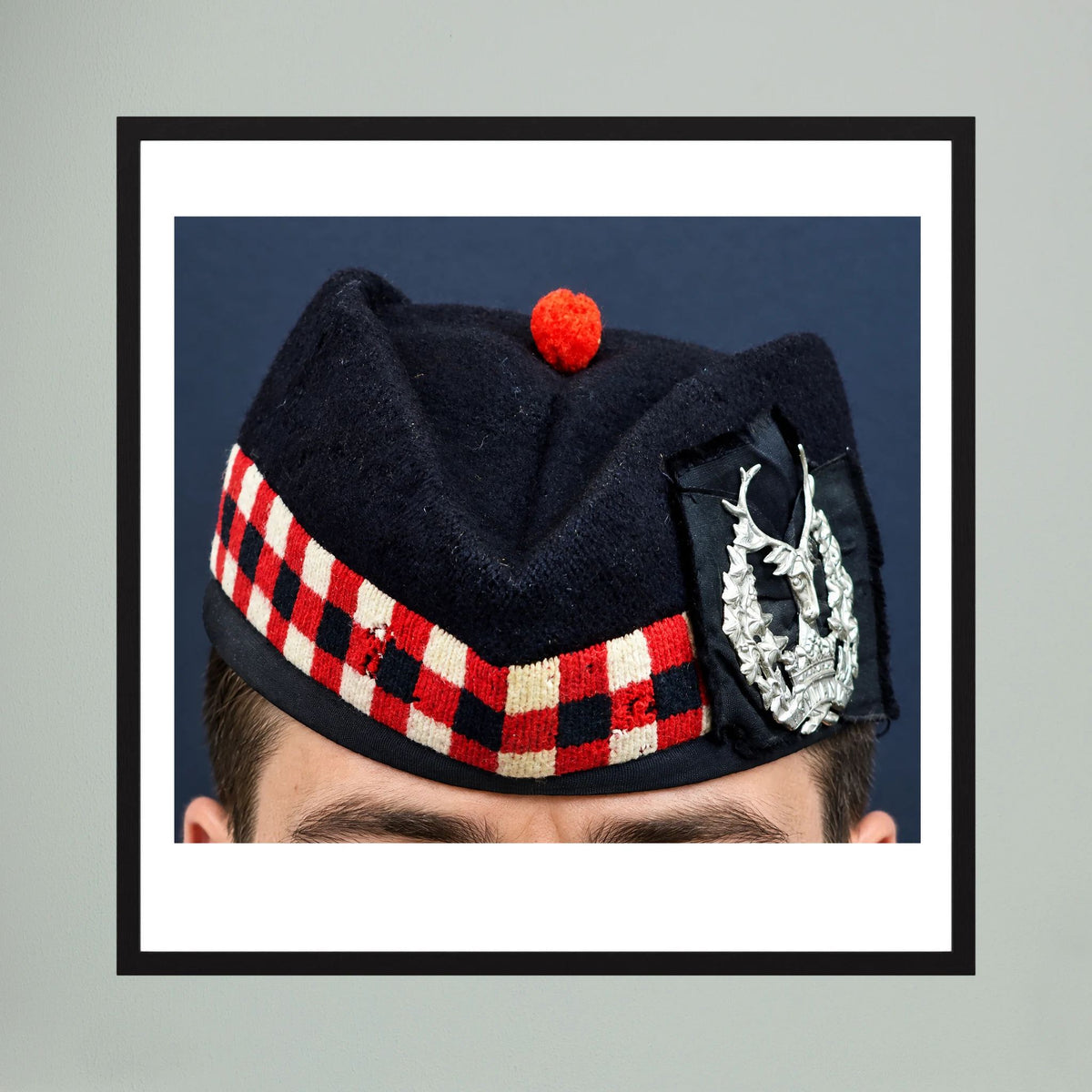 Garrison Cap. Gordon Highlanders Glengarry Side-Cap, WW2 — photograph presentation mockup