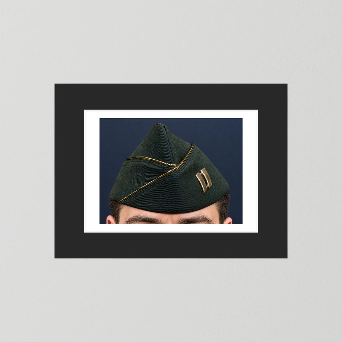 Garrison Cap or Side Cap. US Army Captain, Vietnam War, Dress Garrison Cap — photograph presentation mockup