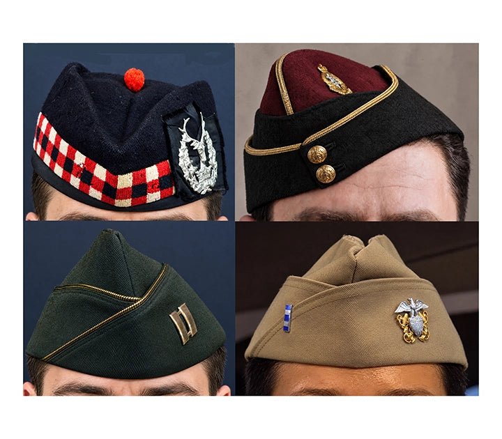 Composite image showing Garrison Caps United States and United Kingdom
