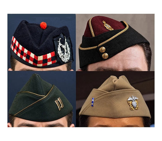 Composite image showing Garrison Caps United States and United Kingdom