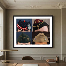 Garrison Caps United States and United Kingdom — composite displayed in a black wood frame mockup