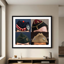 Garrison Caps United States and United Kingdom — composite displayed in a black wood frame mockup