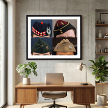 Garrison Caps United States and United Kingdom — composite displayed in a black wood frame mockup