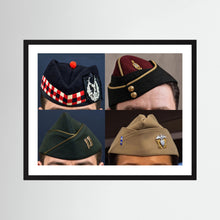 Garrison Caps United States and United Kingdom — composite displayed in a black wood frame mockup