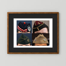 Garrison Caps United States and United Kingdom — composite displayed in a black wood frame mockup