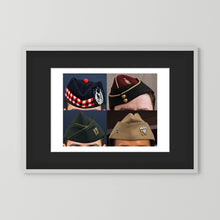 Garrison Caps United States and United Kingdom — composite displayed in a black wood frame mockup