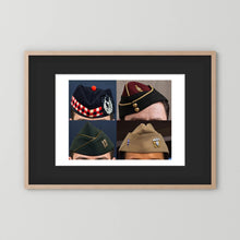 Garrison Caps United States and United Kingdom — composite displayed in a black wood frame mockup