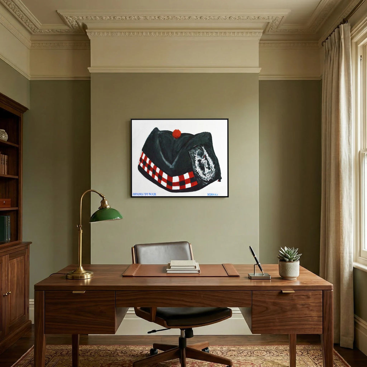 Glengarry Scottish Regimental Cap. "Garrison or Side-Cap" — art print presentation mockup