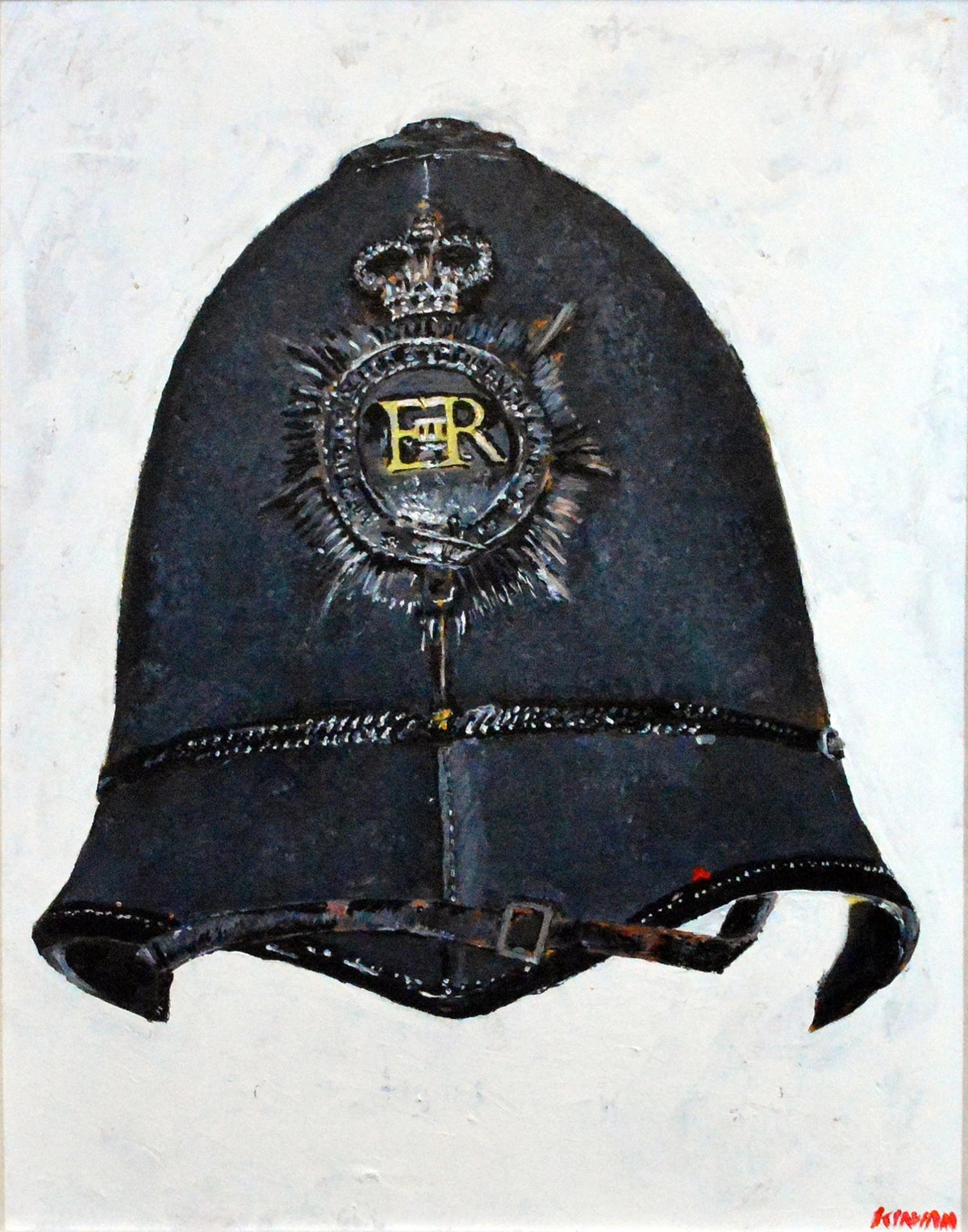 Hertfordshire Police Helmet, Great Britain. Art Print - Art goes to War