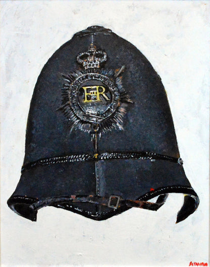 Hertfordshire Police Helmet, Great Britain. Art Print - Art goes to War