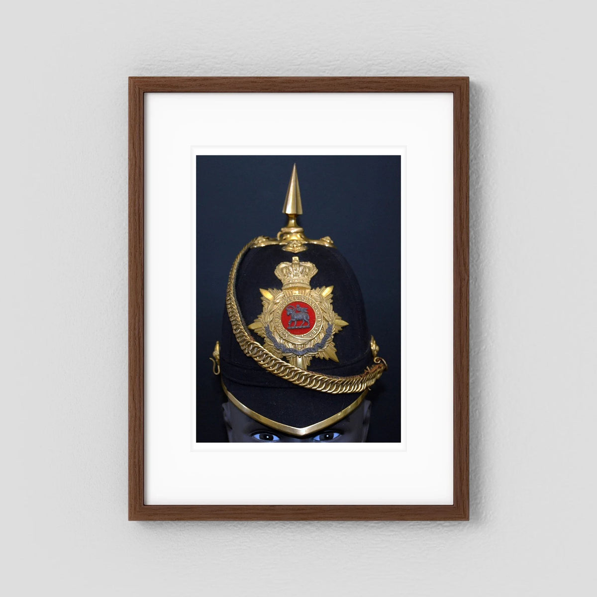 Home Service Helmet Royal West Surrey Regiment, Officer Version, Victorian — photograph presentation mockup
