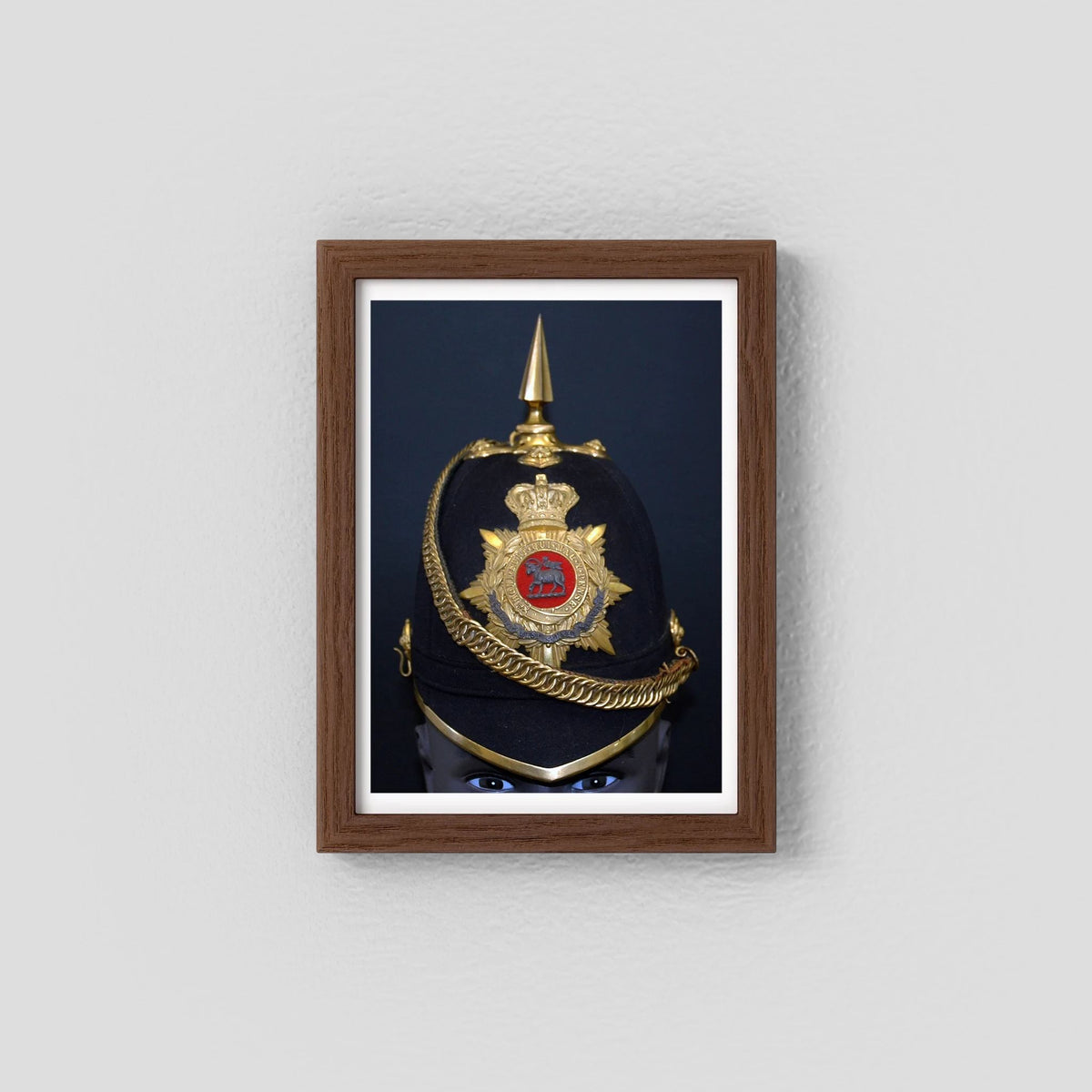 Home Service Helmet Royal West Surrey Regiment, Officer Version, Victorian — photograph presentation mockup
