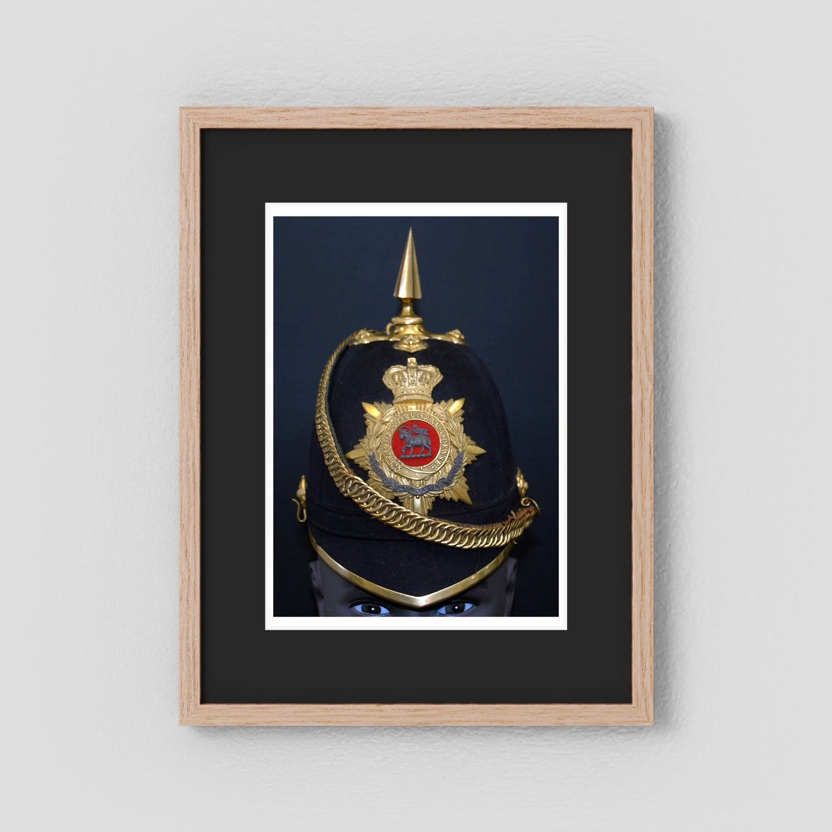 Home Service Helmet Royal West Surrey Regiment, Officer Version, Victorian — photograph presentation mockup