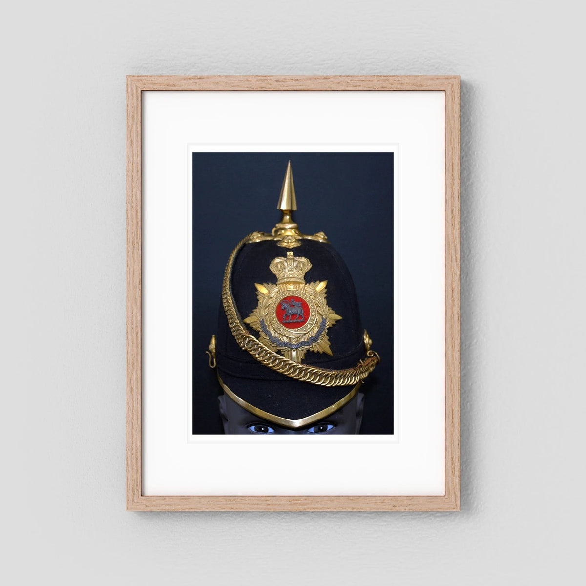 Home Service Helmet Royal West Surrey Regiment, Officer Version, Victorian — photograph presentation mockup