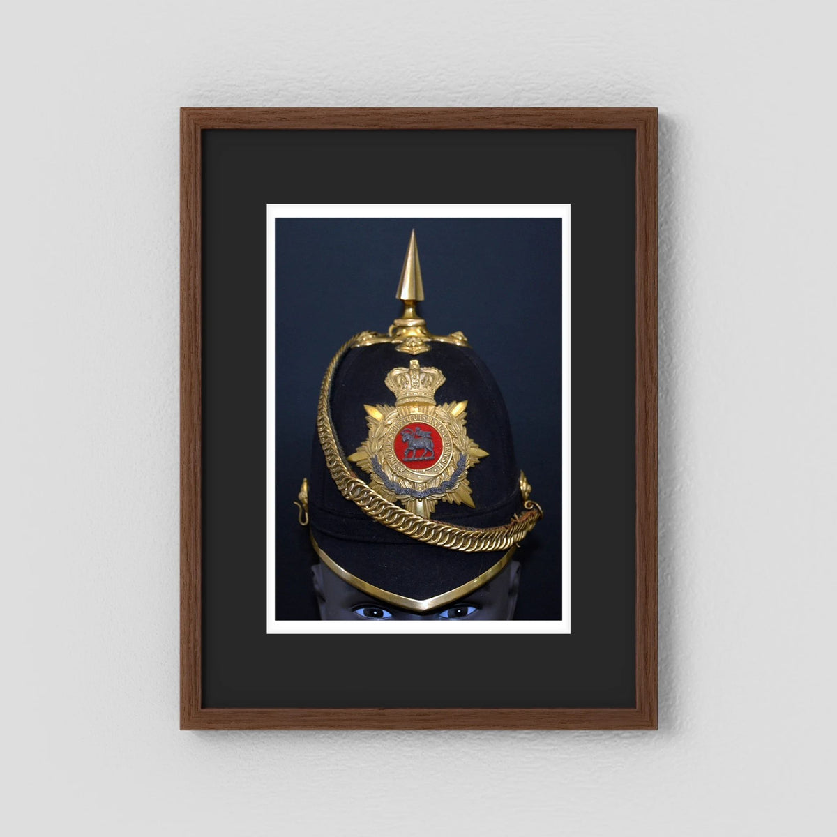Home Service Helmet Royal West Surrey Regiment, Officer Version, Victorian — photograph presentation mockup