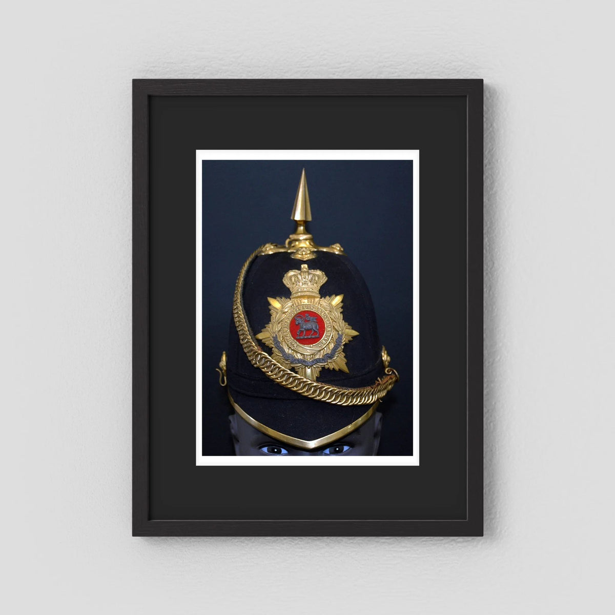 Home Service Helmet Royal West Surrey Regiment, Officer Version, Victorian — photograph presentation mockup