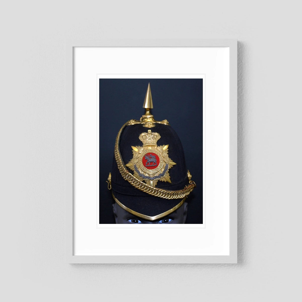 Home Service Helmet Royal West Surrey Regiment, Officer Version, Victorian — photograph presentation mockup