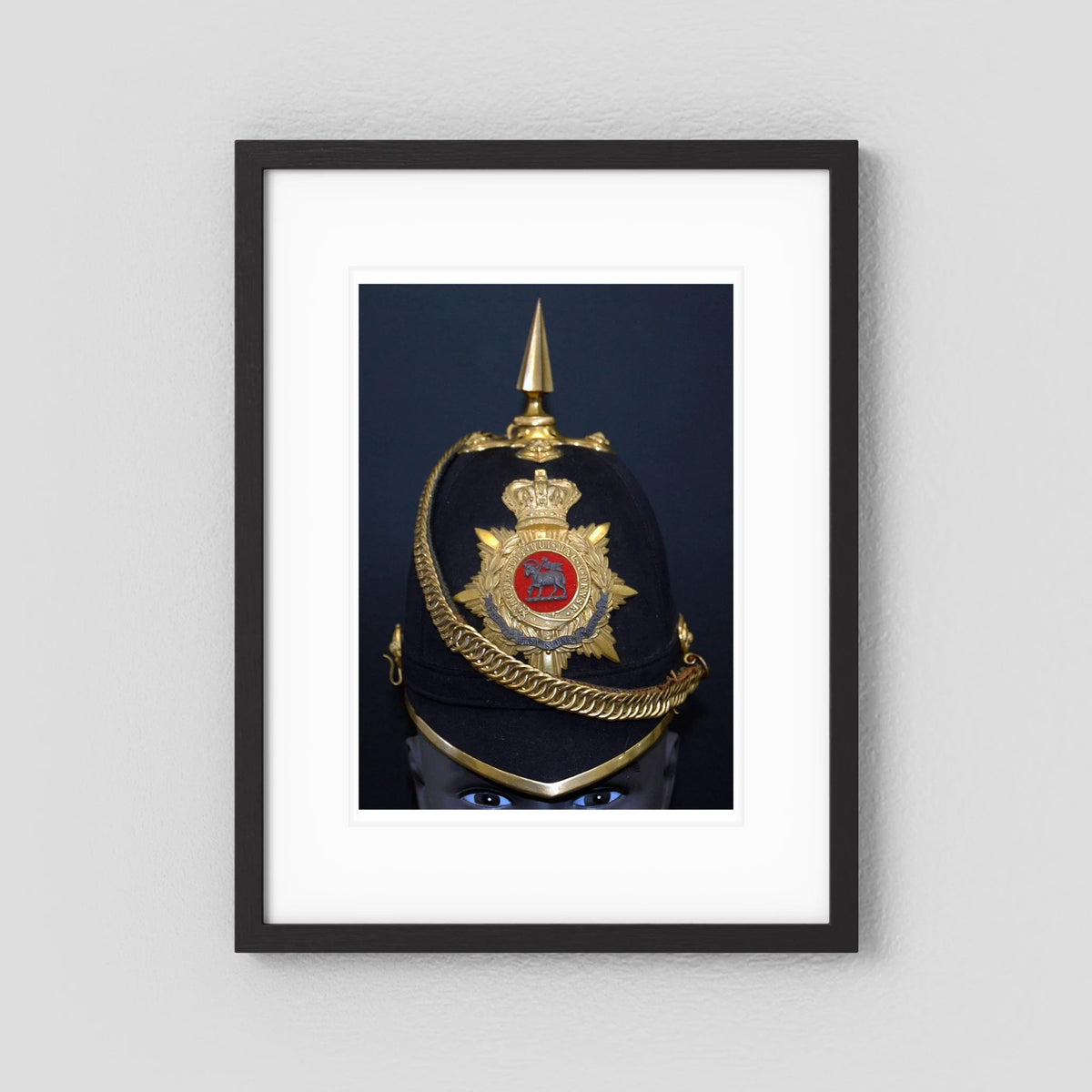 Home Service Helmet Royal West Surrey Regiment, Officer Version, Victorian — photograph presentation mockup