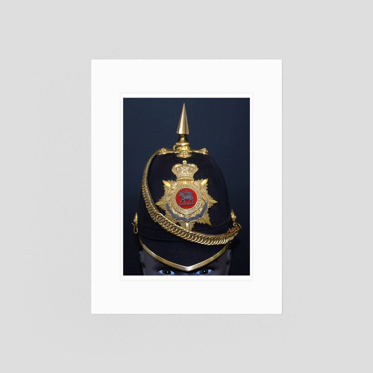 Home Service Helmet Royal West Surrey Regiment, Officer Version, Victorian — photograph presentation mockup