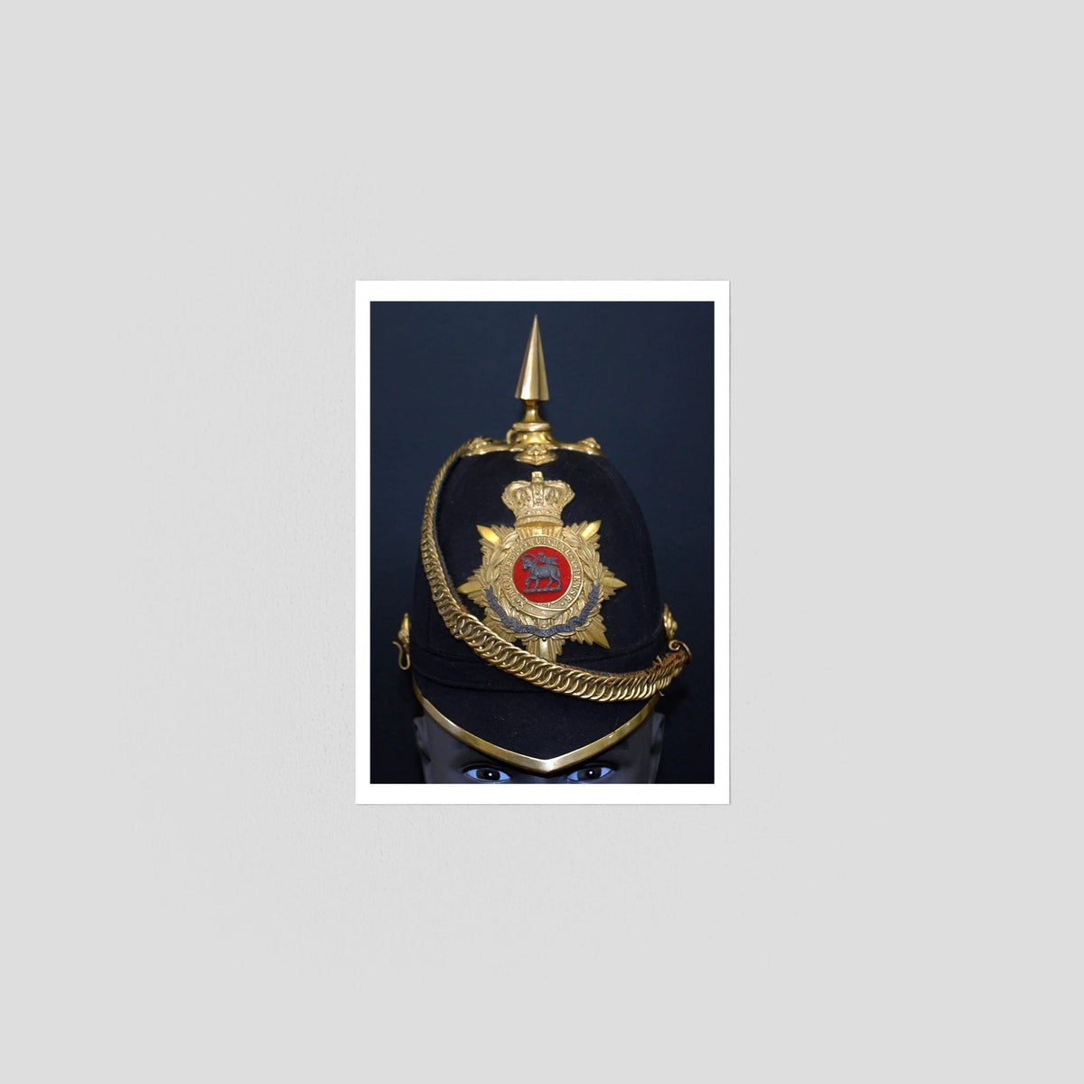Home Service Helmet Royal West Surrey Regiment, Officer Version, Victorian — photograph presentation mockup