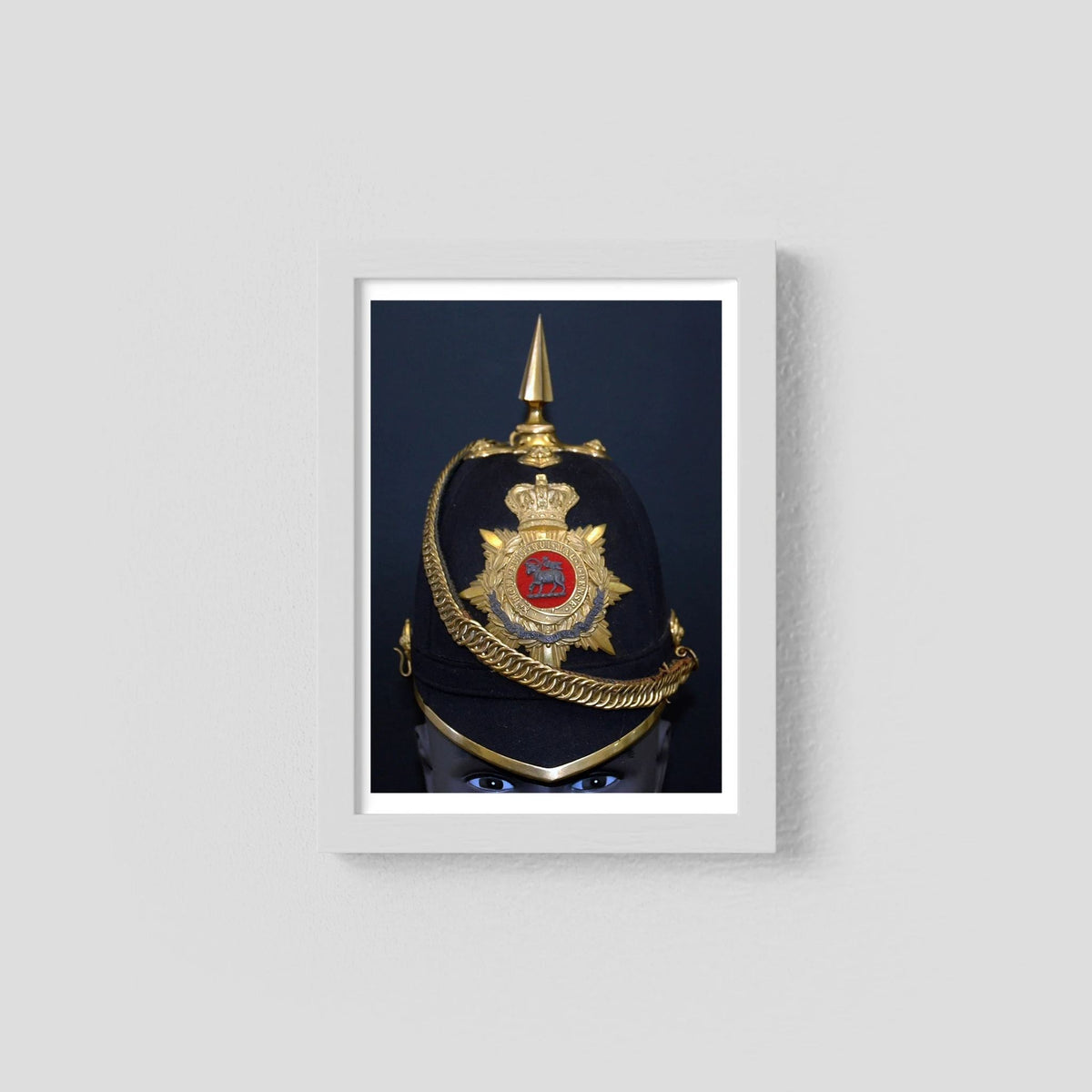 Home Service Helmet Royal West Surrey Regiment, Officer Version, Victorian — photograph presentation mockup