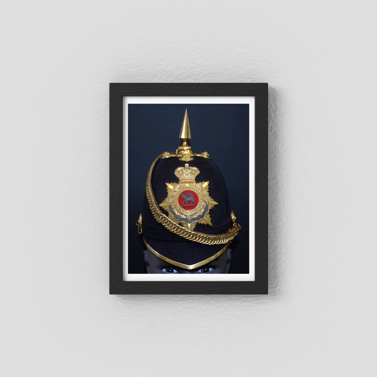 Home Service Helmet Royal West Surrey Regiment, Officer Version, Victorian — photograph presentation mockup