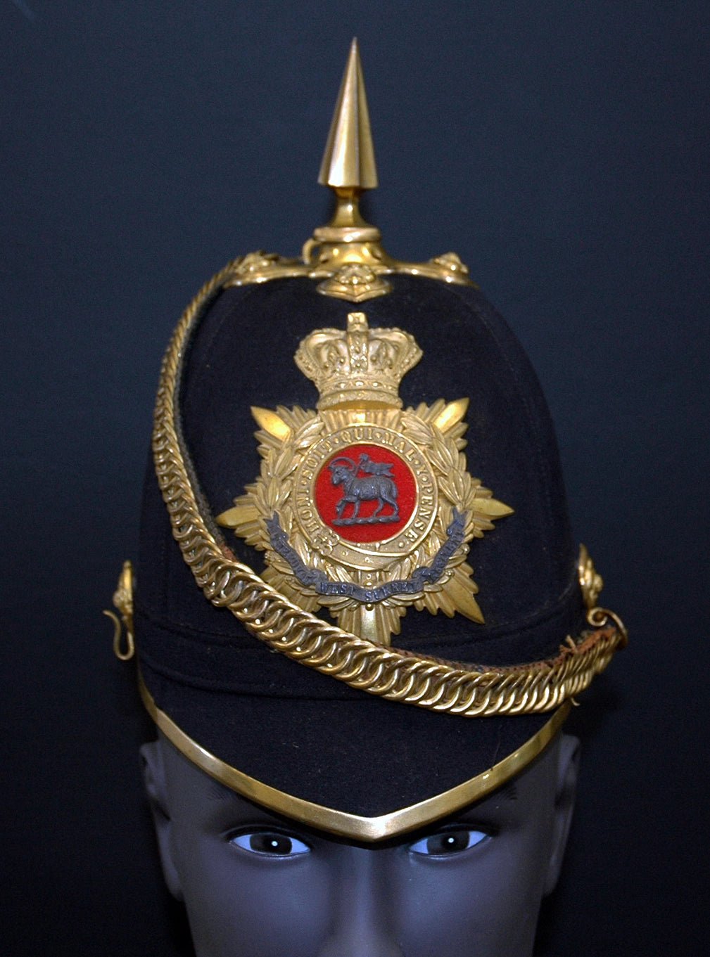 Home Service Helmet Royal West Surrey Regiment, Victorian. Photograph - Art goes to War