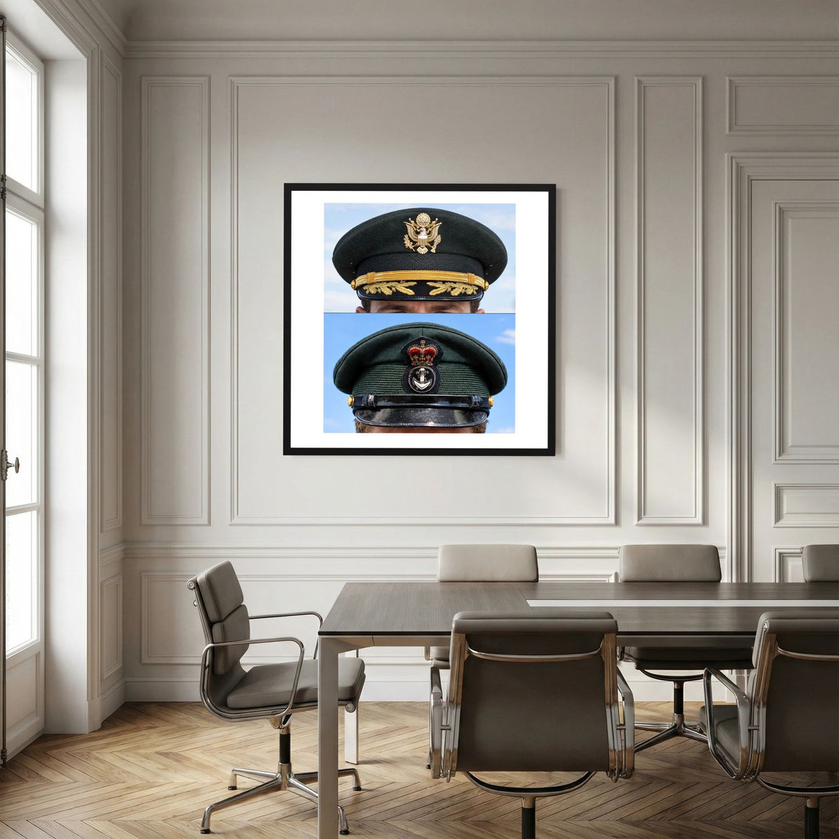 Composite image showing Korean War, Field Officer Dress Visor Cap Canadian Navy 1969, Visor Caps