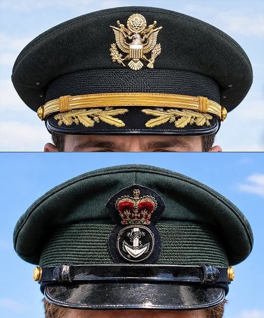 Composite image showing Korean War, Field Officer Dress Visor Cap Canadian Navy 1969, Visor Caps