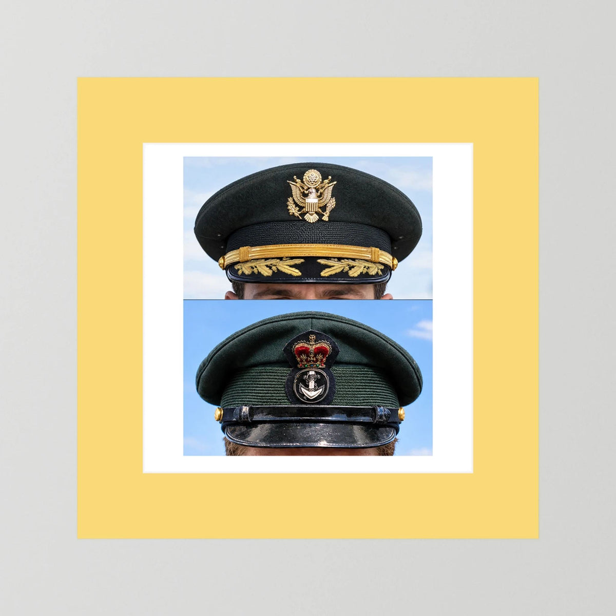 Composite image showing Korean War, Field Officer Dress Visor Cap Canadian Navy 1969, Visor Caps