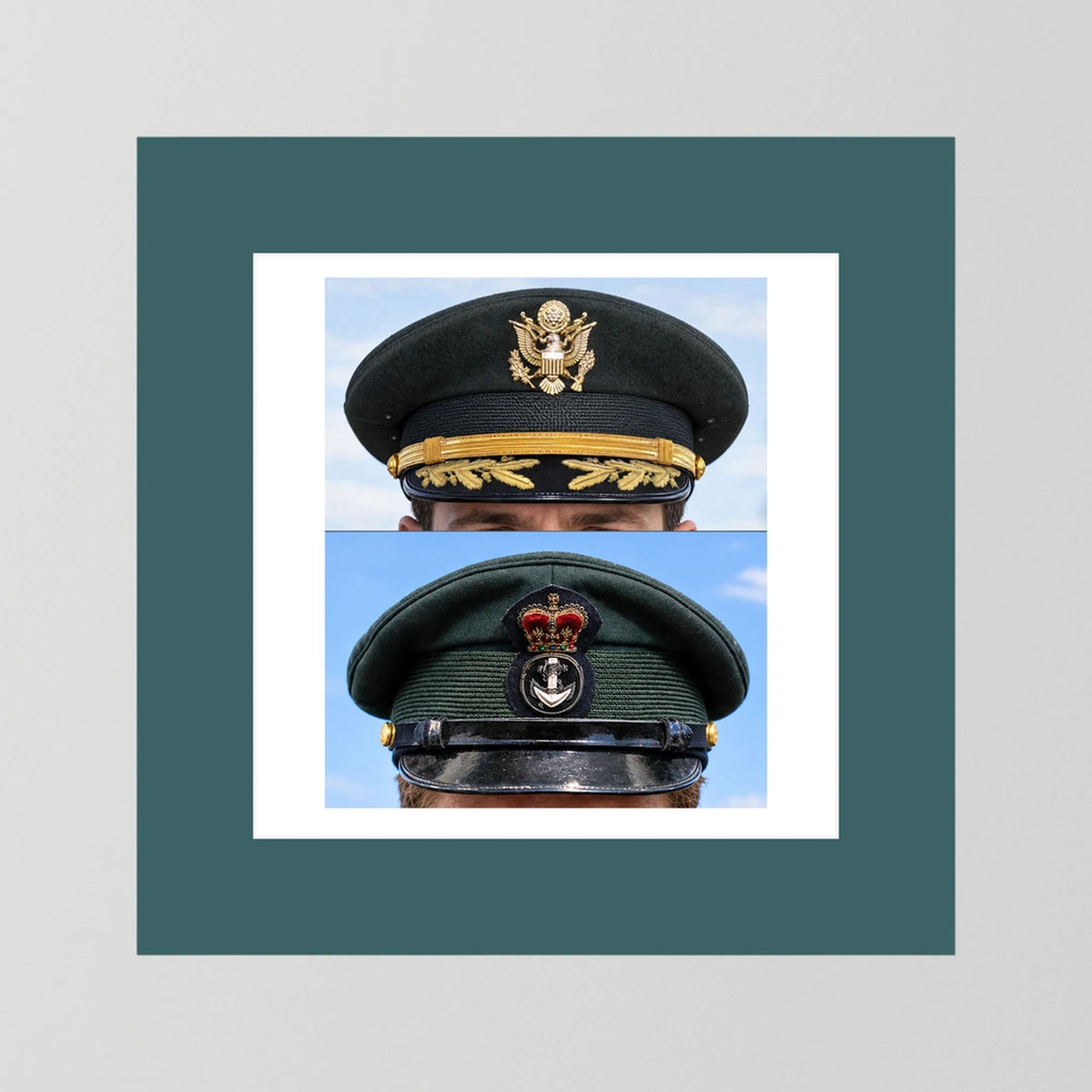 Composite image showing Korean War, Field Officer Dress Visor Cap Canadian Navy 1969, Visor Caps