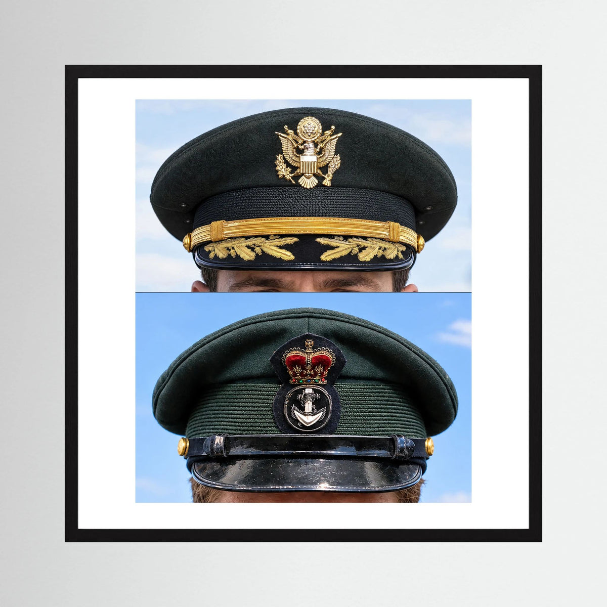 Composite image showing Korean War, Field Officer Dress Visor Cap Canadian Navy 1969, Visor Caps