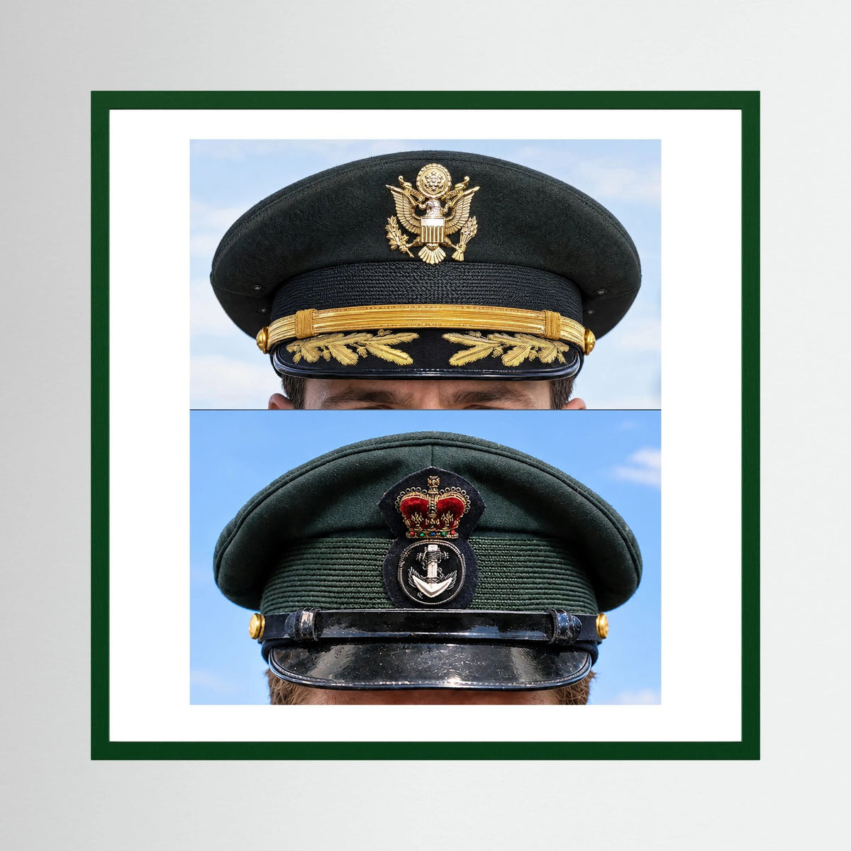 Composite image showing Korean War, Field Officer Dress Visor Cap Canadian Navy 1969, Visor Caps
