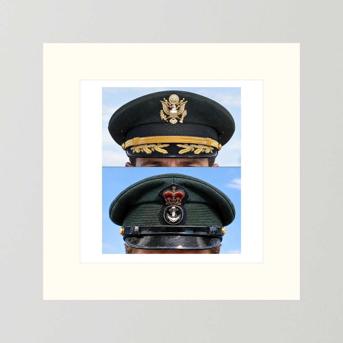 Composite image showing Korean War, Field Officer Dress Visor Cap Canadian Navy 1969, Visor Caps