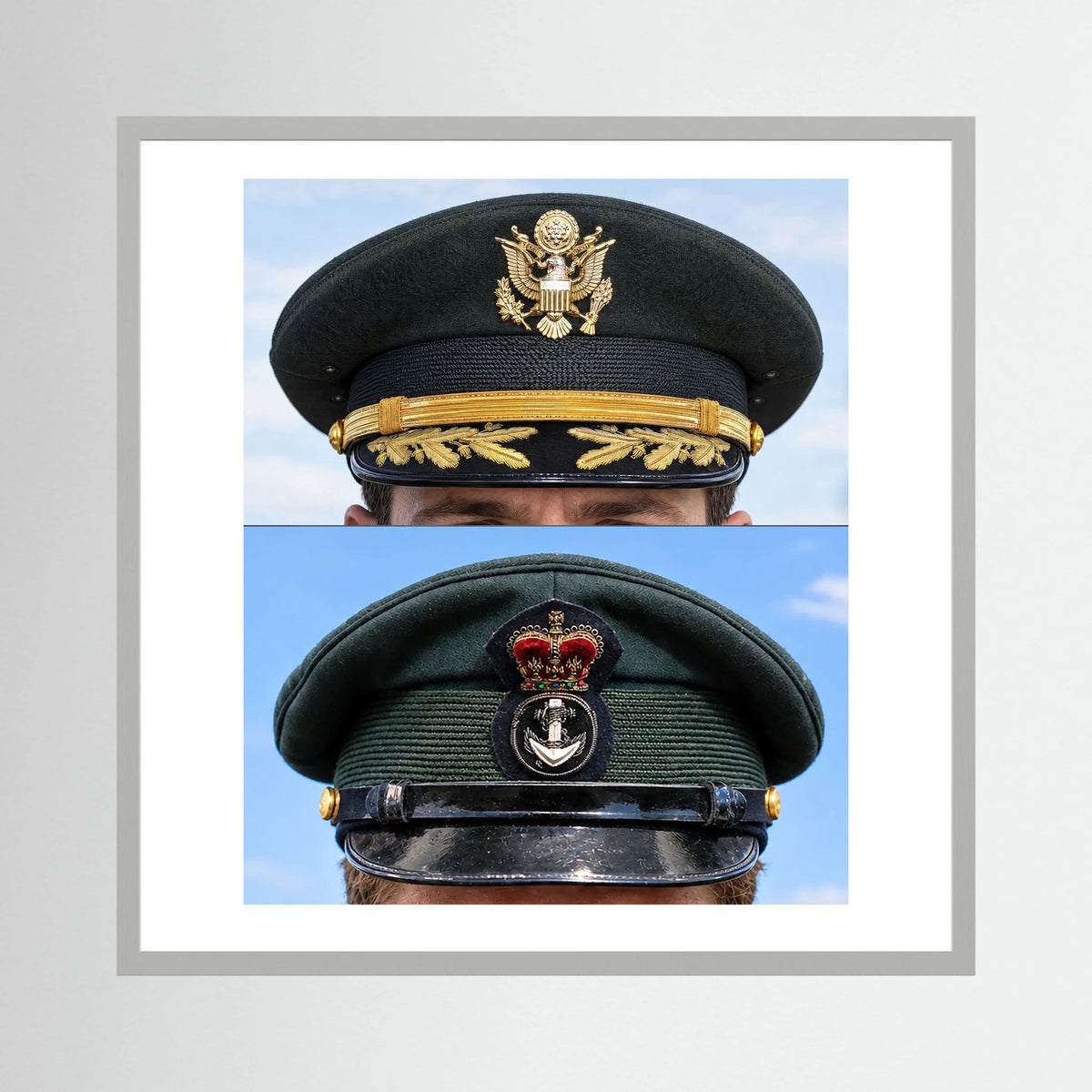 Composite image showing Korean War, Field Officer Dress Visor Cap Canadian Navy 1969, Visor Caps