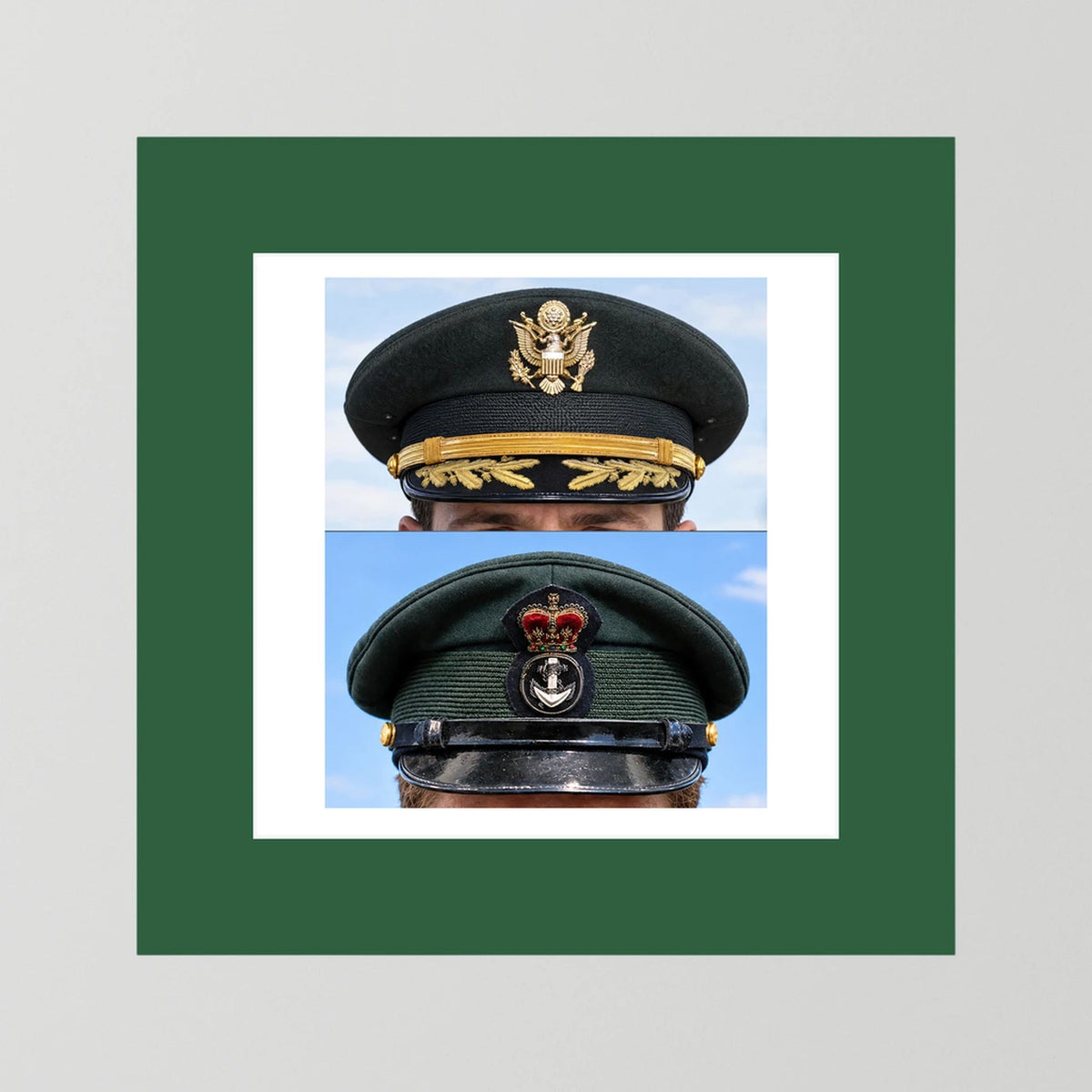 Composite image showing Korean War, Field Officer Dress Visor Cap Canadian Navy 1969, Visor Caps
