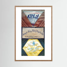 Composite image showing Labels: Alkit, Army & Navy and Austin Reed WWII Hatter Labels