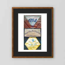 Composite image showing Labels: Alkit, Army & Navy and Austin Reed WWII Hatter Labels