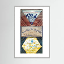 Composite image showing Labels: Alkit, Army & Navy and Austin Reed WWII Hatter Labels
