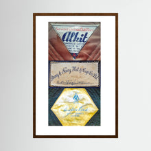Composite image showing Labels: Alkit, Army & Navy and Austin Reed WWII Hatter Labels