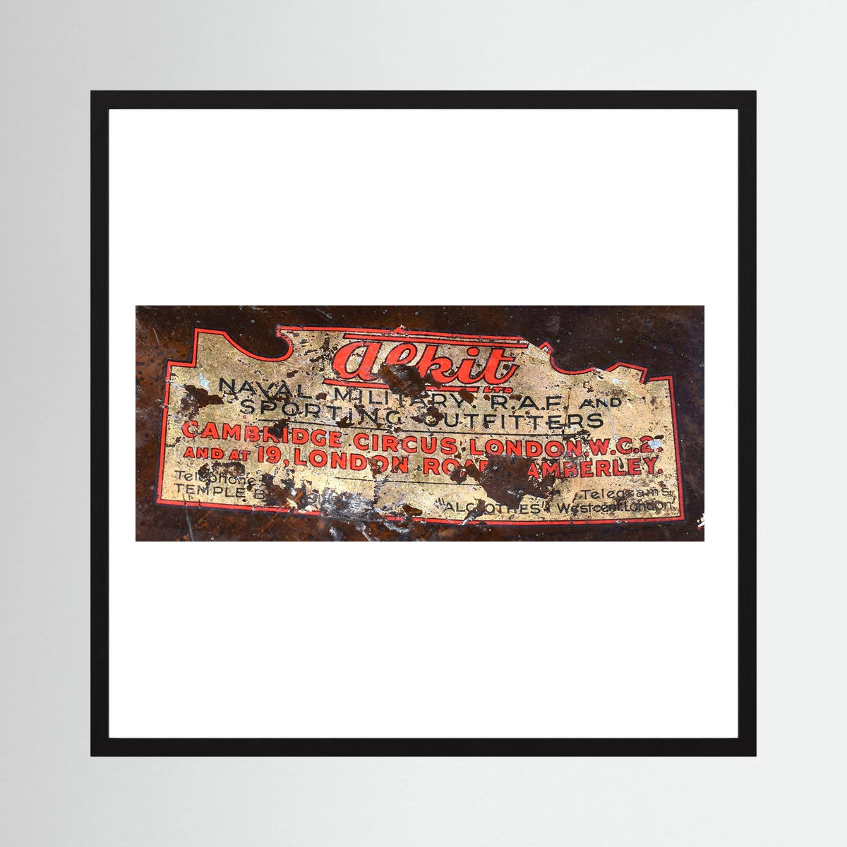 Labels: Alkit, Cambridge Circus — photograph displayed in a dark oak frame mockup